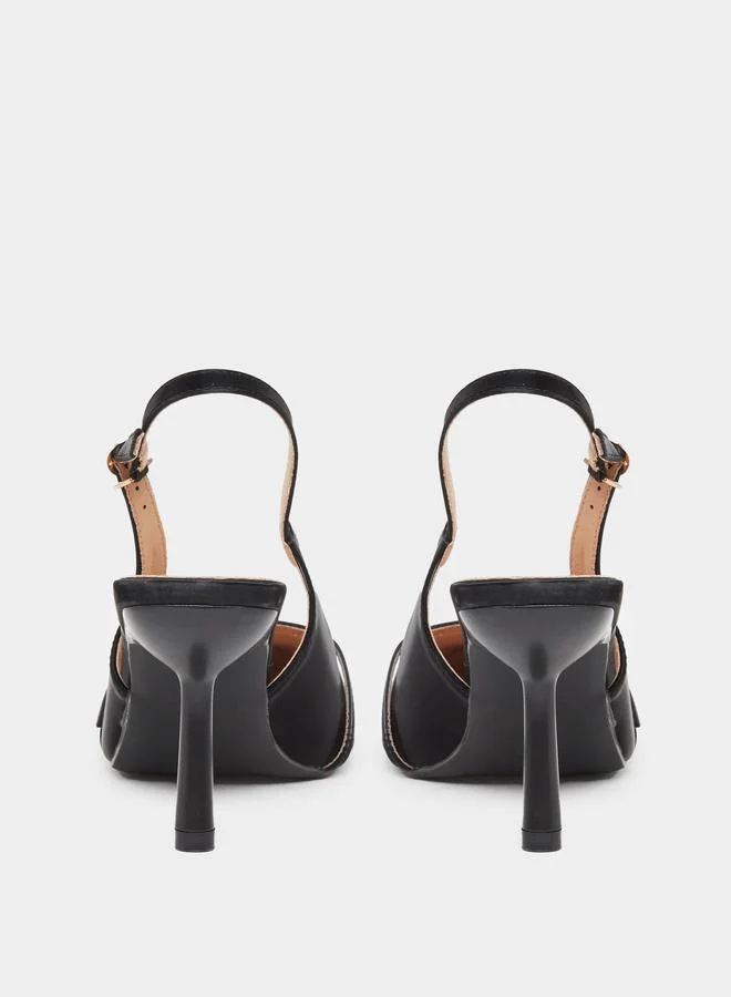 Styli Styli Pointed Toe Sling Back Buckle Detail Shoes