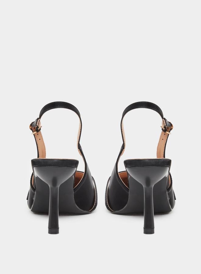 Styli Pointed Toe Sling Back Buckle Detail Shoes - Image 4