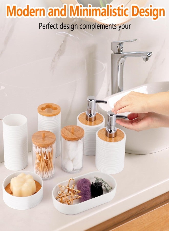 Viowil Bathroom Accessory Set,10 PCS White Bathroom Set with Trash Can,Toothbrush Holder,Soap Dispenser,Toothbrush Cup,Vanity Tray,Soap Dish,Toilet Brush,Qtip Holders (White, Bath Set) - Image 4