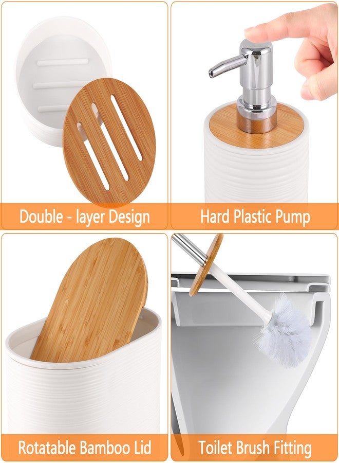 Viowil Bathroom Accessory Set,10 PCS White Bathroom Set with Trash Can,Toothbrush Holder,Soap Dispenser,Toothbrush Cup,Vanity Tray,Soap Dish,Toilet Brush,Qtip Holders (White, Bath Set) - Image 3