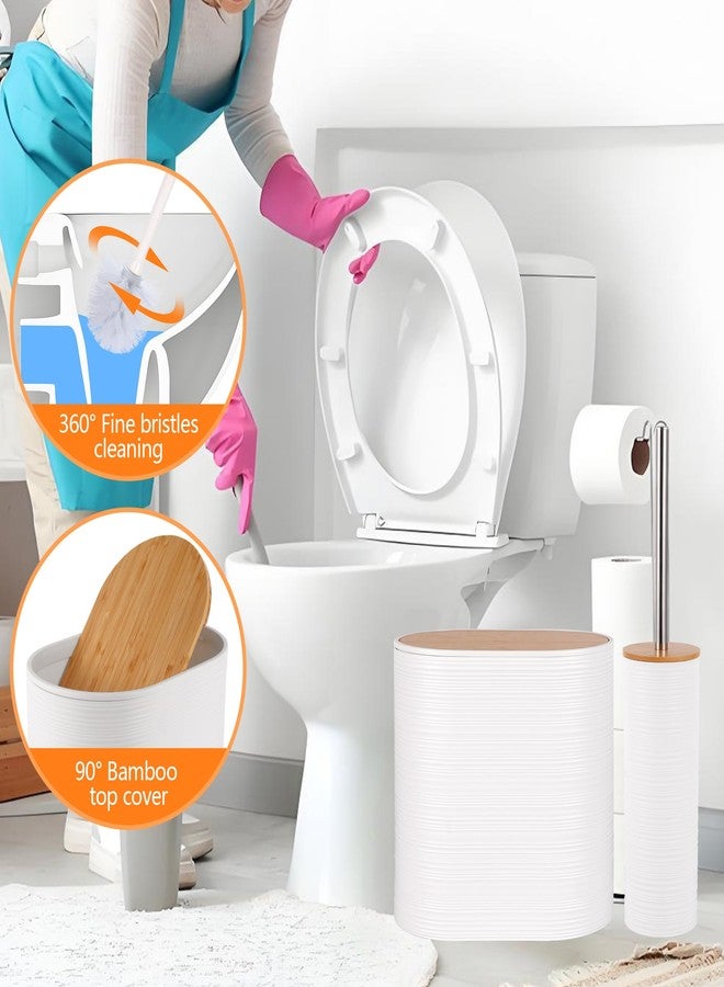 Viowil Bathroom Accessory Set,10 PCS White Bathroom Set with Trash Can,Toothbrush Holder,Soap Dispenser,Toothbrush Cup,Vanity Tray,Soap Dish,Toilet Brush,Qtip Holders (White, Bath Set) - Image 5