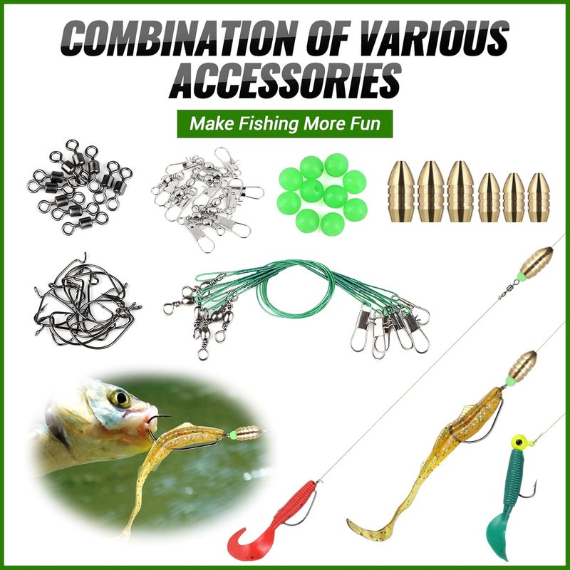 PLUSINNO Fishing Lures Baits Tackle Including Crankbaits, Spinnerbaits, Plastic Worms, Jigs, Topwater Lures, Tackle Box and More Fishing Gear Lures Kit Set, 102/302Pcs Fishing Lure Tackle - Image 3