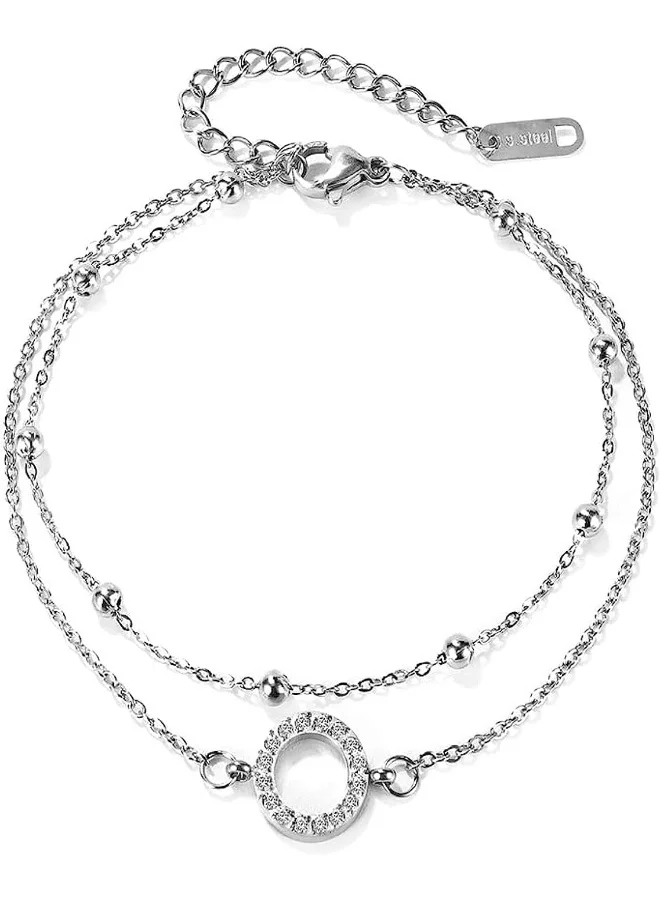 لي كوبر سوار نسائي من الفولاذ المقاوم للصدأ بطلاء فضي، + مم