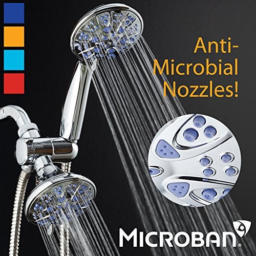 AquaDance for California Premium High Pressure Antimicrobial 30setting 3 Way Dual Handheld Shower Head Combo Stainless Steel Hose Water Diverter Chrome Finish - Image 3