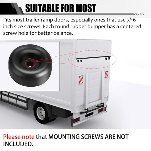 TonGass (8-Pack) 1" Tall Trailer Ramp Door Bumpers Universal Fit Bumper with 7/16" Screw Holes Premium Thick Automotive-Grade Rubber Bumpers Round Rubber Bump Stops Suitable for Truck Tailgate - Image 3