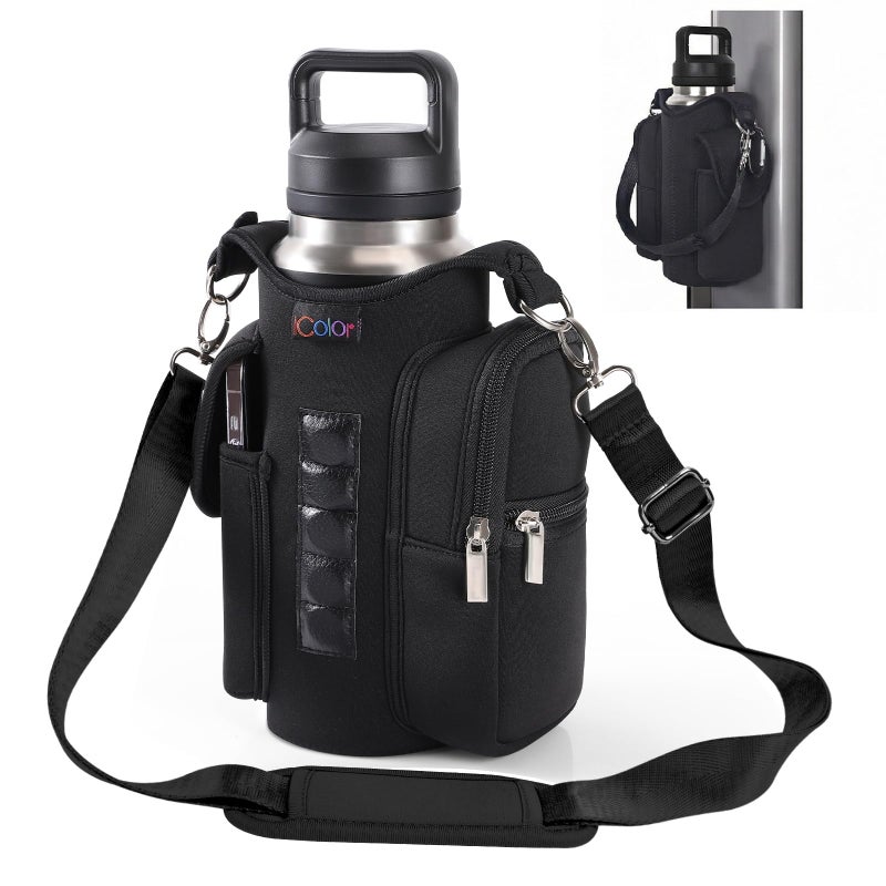 icolor Magnetic Gym Bag Water Bottle Holder with Phone Pockets Shoulder Strap5 Builtin Magnets Gym Bottle Pouch Carrier SleeveSling Magnetic Bag Gym Accessories Organizer for Men Women - Image 2