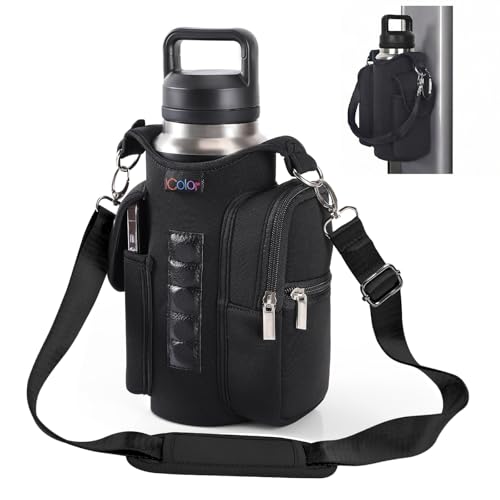icolor Magnetic Gym Bag Water Bottle Holder with Phone Pockets Shoulder Strap5 Builtin Magnets Gym Bottle Pouch Carrier SleeveSling Magnetic Bag Gym Accessories Organizer for Men Women - Image 1