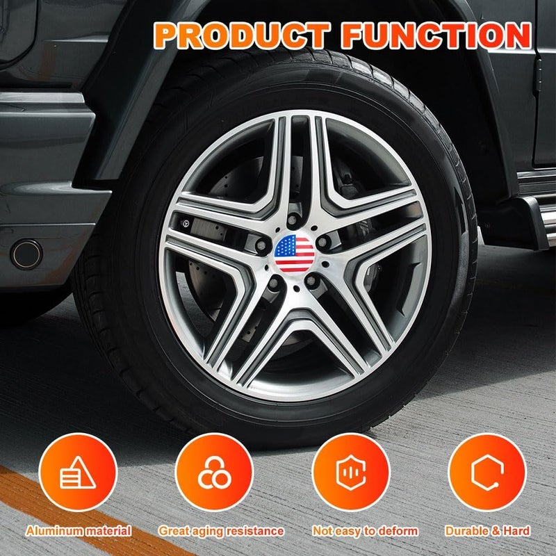 HEVLE 4PCS American Flag Wheel Center Caps, Center Caps for Rims, Car Wheel Center Rims Stickers Decals, Automotive Exterior Accessories Waterproof & Rustproof Wheel Hub Cap for Car (Colorful) - Image 5