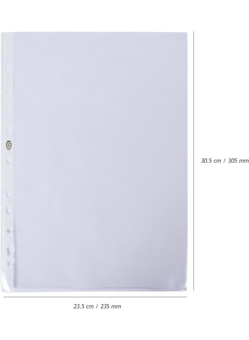 FIS جيوب تعزيز FIS®، حجم A4 (240x305 مم)، سمك 0.035 مم، مواد PP زجاجية واضحة ممتازة، العمود الأبيض، 11 ثقب، علبة من 100 ورقة - FSRP035A4N - Image 2