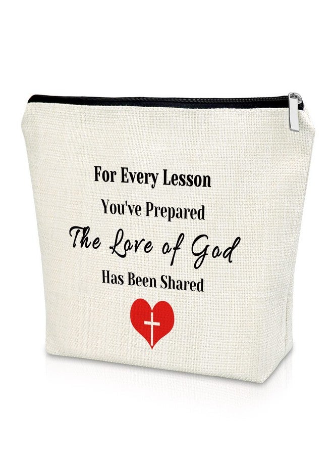 Sazuwu Sunday School Teacher Gift Christian Bible Verse Makeup Bag Cosmetic Organizers Baptism Religious Gift for Women Travel Pouch for Christmas Thanksgiving Birthday - Image 1