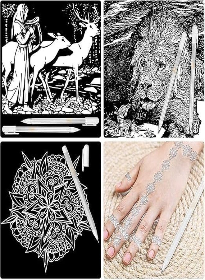 ADOERE أقلام جل بيضاء من أدوير، مجموعة من 3 أقلام، قلم جل للتظليل والرسم اليدوي، مثالي لرسم الماندالا والورق الأسود والرسم والتوضيح، رأس رفيع 0.8 مم - Image 3