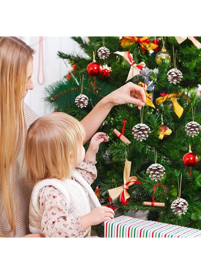 12 Wooden Pine Cones Hanging Ornaments - Image 3