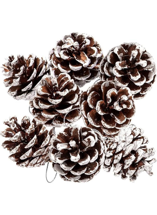 12 Wooden Pine Cones Hanging Ornaments - Image 1