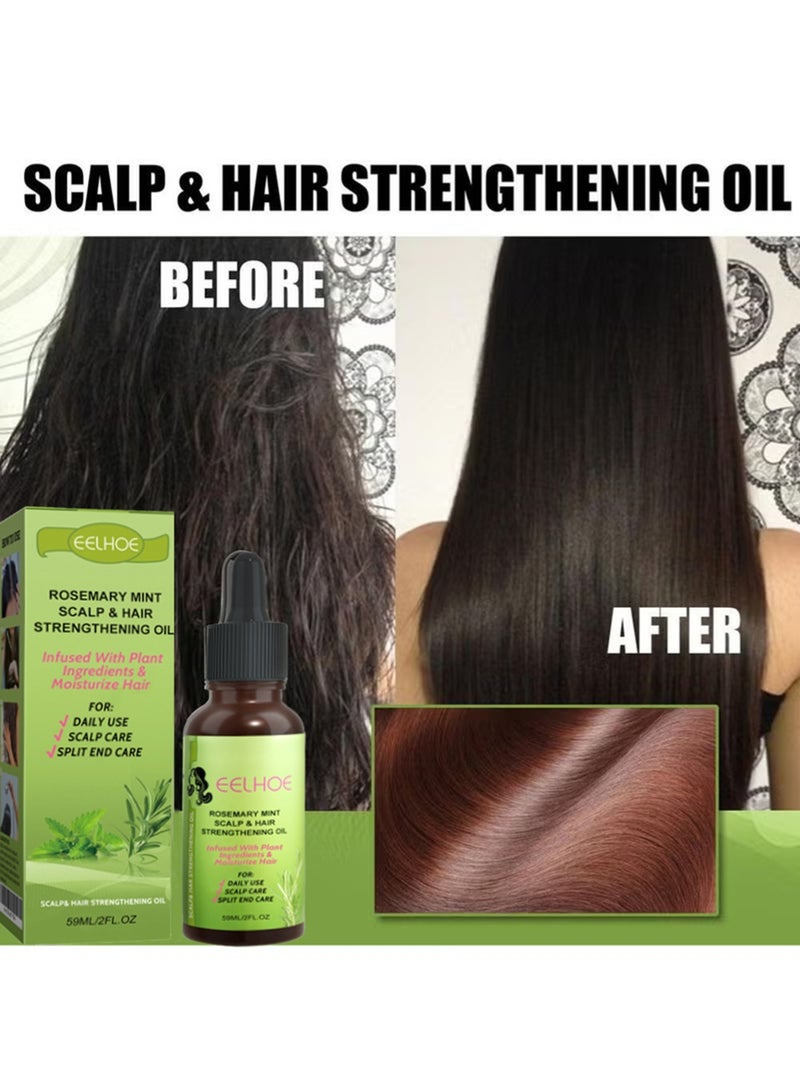 EELHOE زيت الروزماري والنعناع لتقوية شعر فروة الرأس للعناية بالشعر ونموه - Image 3