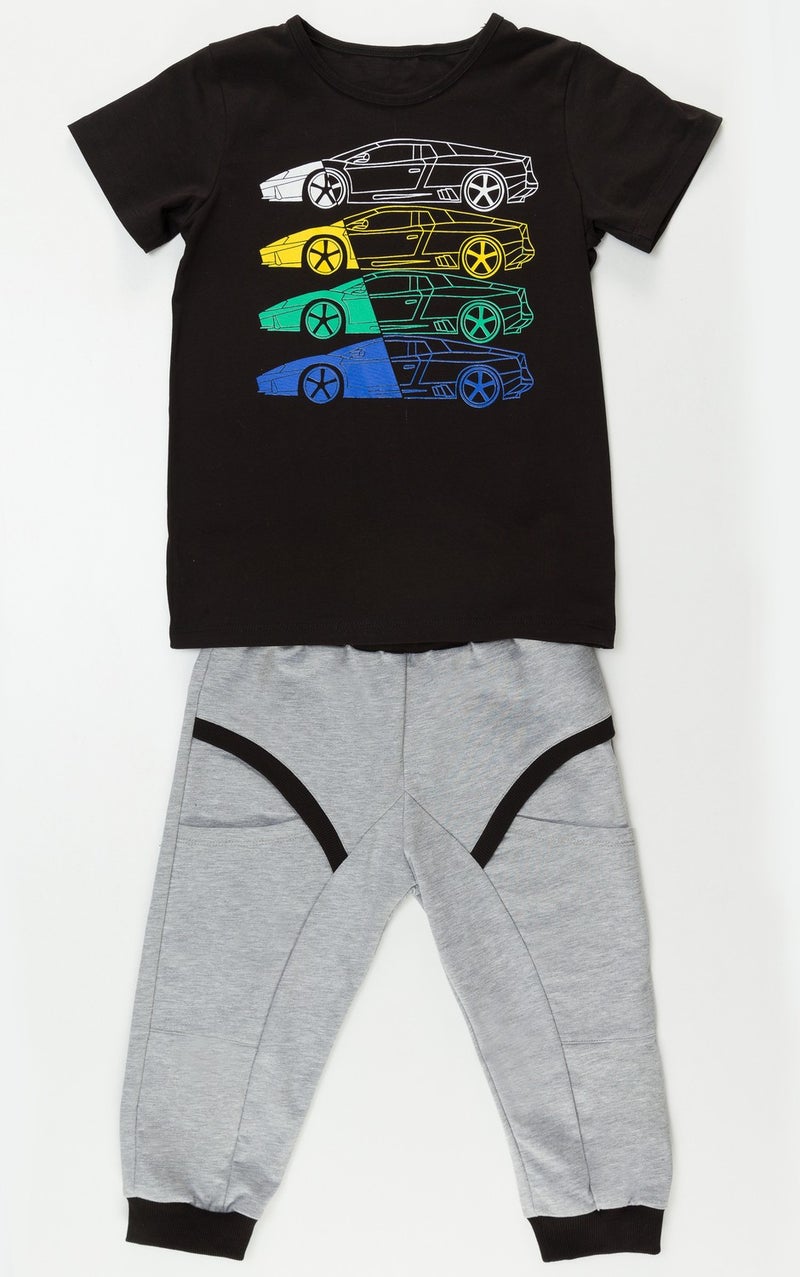 Mshb&G 4 Cars Boy T-shirt Capri Shorts Set  - Image 4