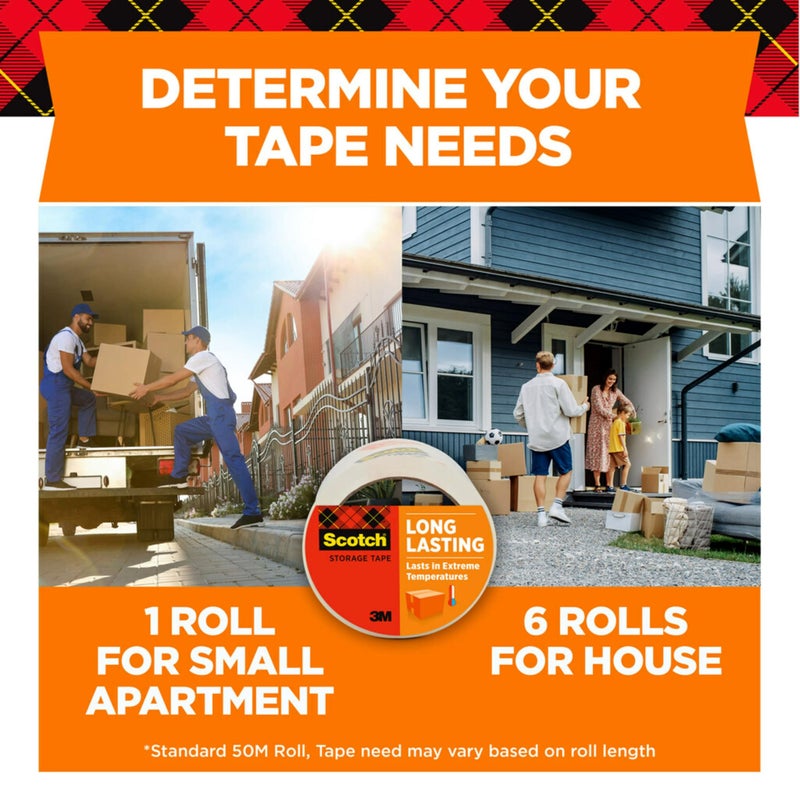 Scotch  Scotch Long Lasting Storage Packaging Tape, 1.88" x 38.2 yd, Designed for Storage and Packing, Stays Sealed in Weather Extremes, 3" Core, Clear, 3 Rolls (3650S-3)  - Image 5