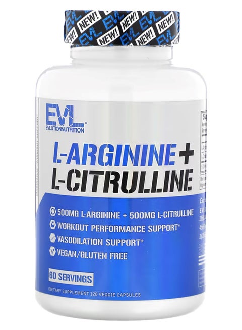 Evolution Nutrition, L-Arginine + L-Citrulline, 120 Veggie Capsules