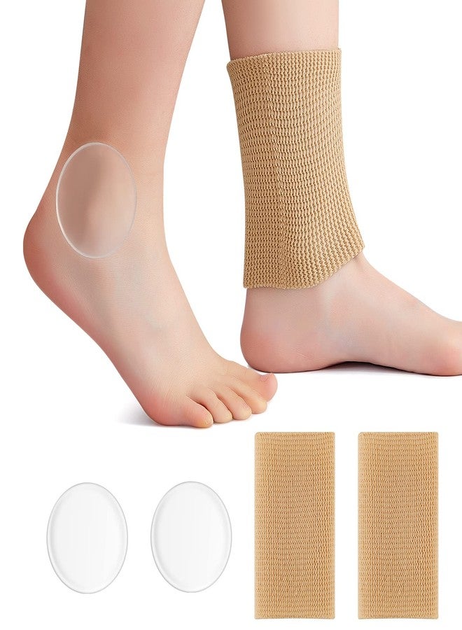Sratte 4 Pcs Ankle Pads Gel Sleeve Padded Ice Skating Socks Ankle Protector Support Brace Pad Skateboard Accessories for Skating Riding Support Socks(Round) - Image 1