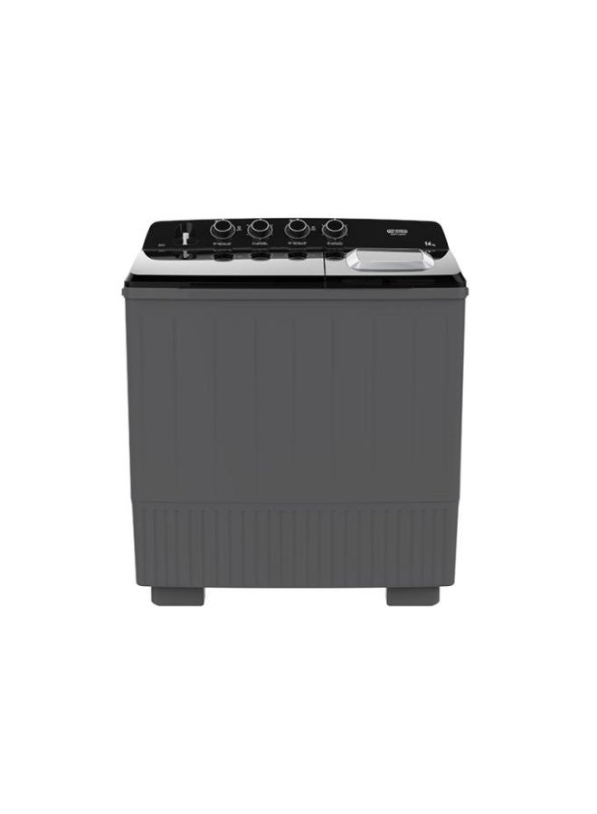 GENERAL SUPREME 14 kg Twin Tub Semi-Automatic Washing Machine, Large pulsator, Air Dry function, Dark Grey/Black, GSTT14XTB - Image 1