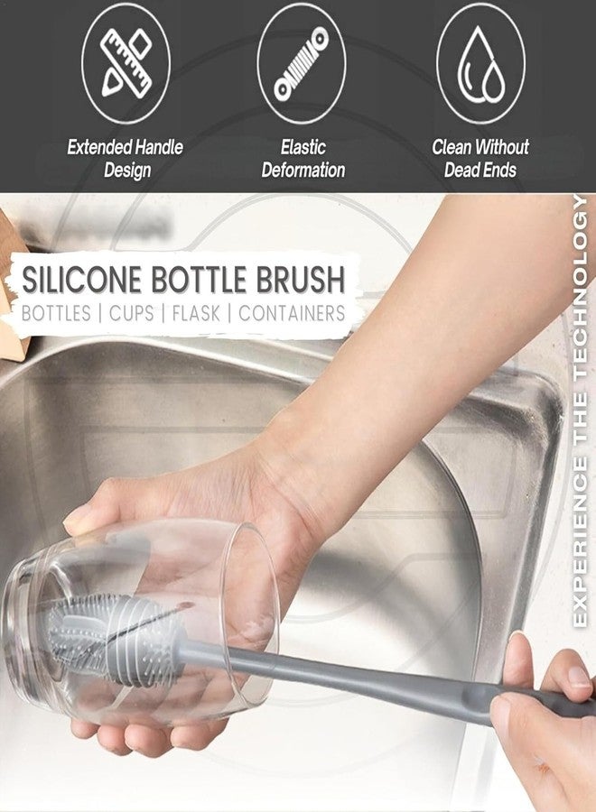 Brivora Enterprise Silicone Bottle Cleaning Brush with Long Handle for Deep Cleaning Water Bottles, Vases, Containers & Kitchen Glassware | Multipurpose Brush for Home Kitchen Use – Blue - Image 5