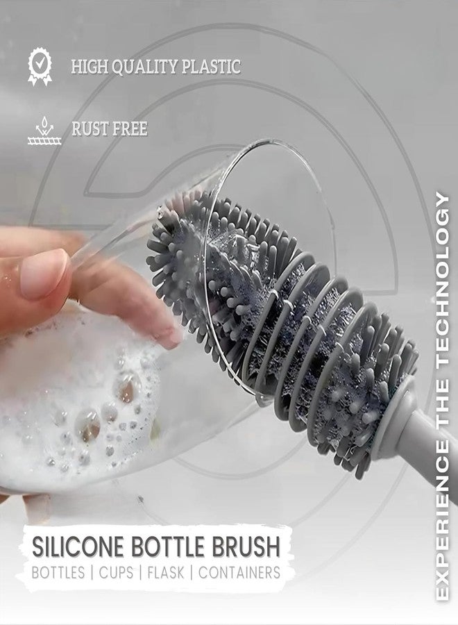 Brivora Enterprise Silicone Bottle Cleaning Brush with Long Handle for Deep Cleaning Water Bottles, Vases, Containers & Kitchen Glassware | Multipurpose Brush for Home Kitchen Use – Blue - Image 3