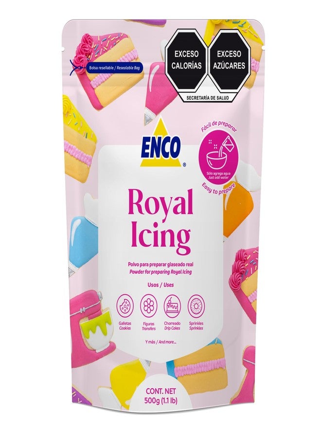 ENCO White Royal Icing Mix Vanilla flavor, Icing for Decorating Cookies (1.1 lb (500GR)) - Image 1