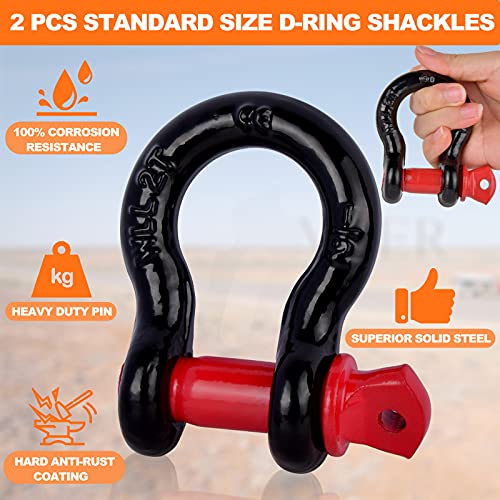 Eschen Tow Strap, Heavy Duty Tow Rope 2" X 16.4 ft 11000 Lbs (5 T) Recovery Straps with 2pcs 1/2" D-Ring Shackles, Protective Sleeves, Storage Bag, Emergency Off Road Truck Accessories, Daily Use for Car - Image 5