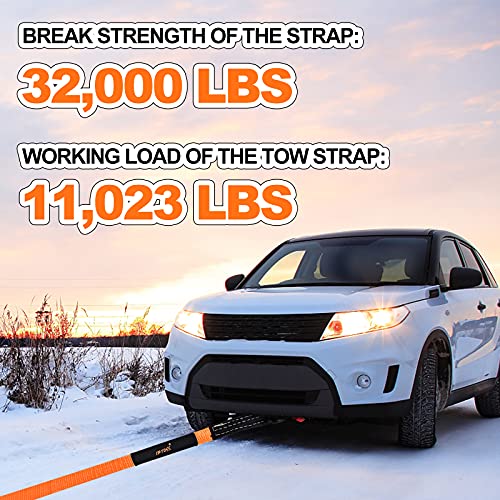 Eschen Tow Strap, Heavy Duty Tow Rope 2" X 16.4 ft 11000 Lbs (5 T) Recovery Straps with 2pcs 1/2" D-Ring Shackles, Protective Sleeves, Storage Bag, Emergency Off Road Truck Accessories, Daily Use for Car - Image 3