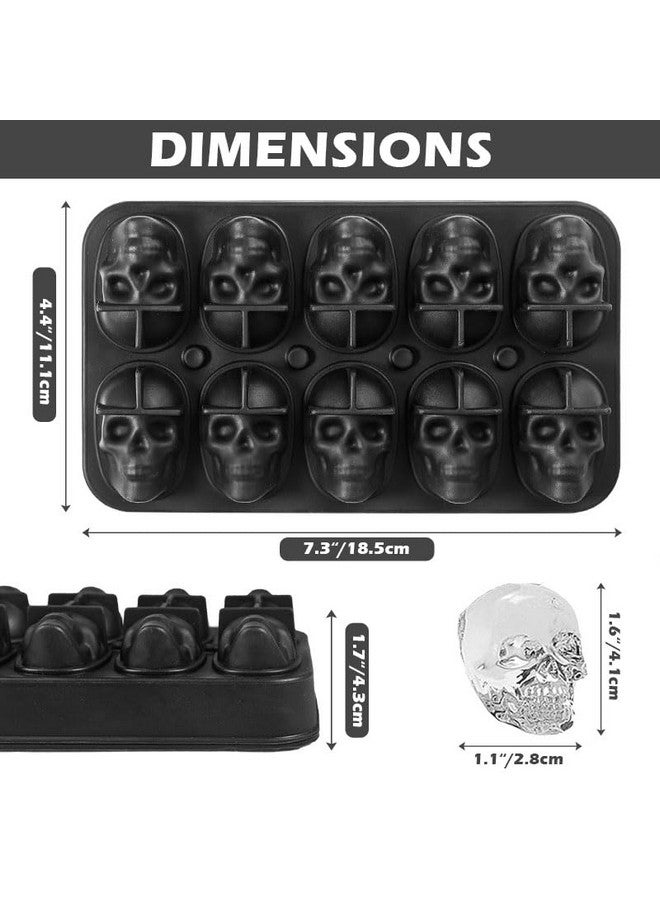 Webake Skull Ice Cube Mold 3D, 10-Cavity Skeleton Head Silicone Ice Mold with Lid and Funnel for Whiskey Cocktail Reusable for Halloween Baking Chocolate, Candy, Pudding - Image 4
