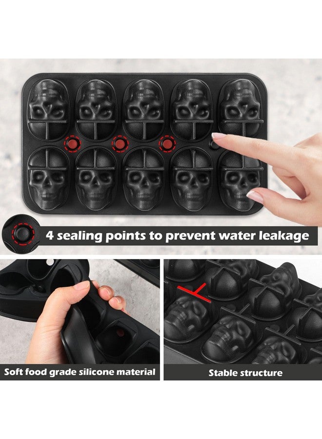Webake Skull Ice Cube Mold 3D, 10-Cavity Skeleton Head Silicone Ice Mold with Lid and Funnel for Whiskey Cocktail Reusable for Halloween Baking Chocolate, Candy, Pudding - Image 5