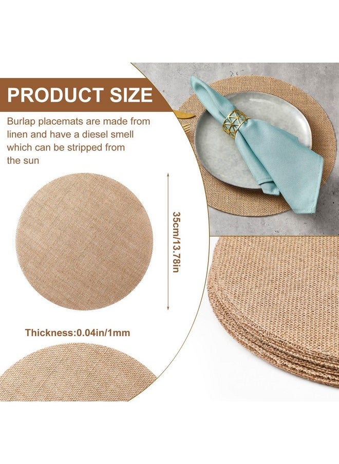 Mifoci Mifoci 100 Pieces Fall Burlap Placemats, Burlap Round Reusable Placemats Brown Table Mats Circle Rustic Table Decorations for Wedding Christmas Dinner Holiday Farmhouse Supplies(13.78 Inches)  - Image 2
