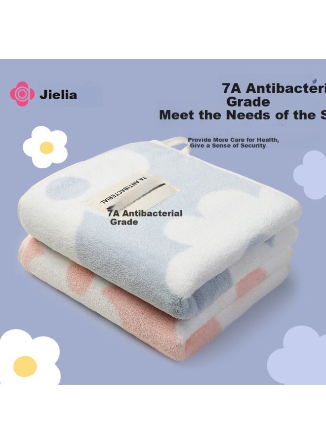 Grace 7a Grade Antibacterial Soft Flower Pattern Household Face Towel For Men And Women Couples Quick-drying Hair Wash Thickened Bath Towel Blue + Pink - Image 1