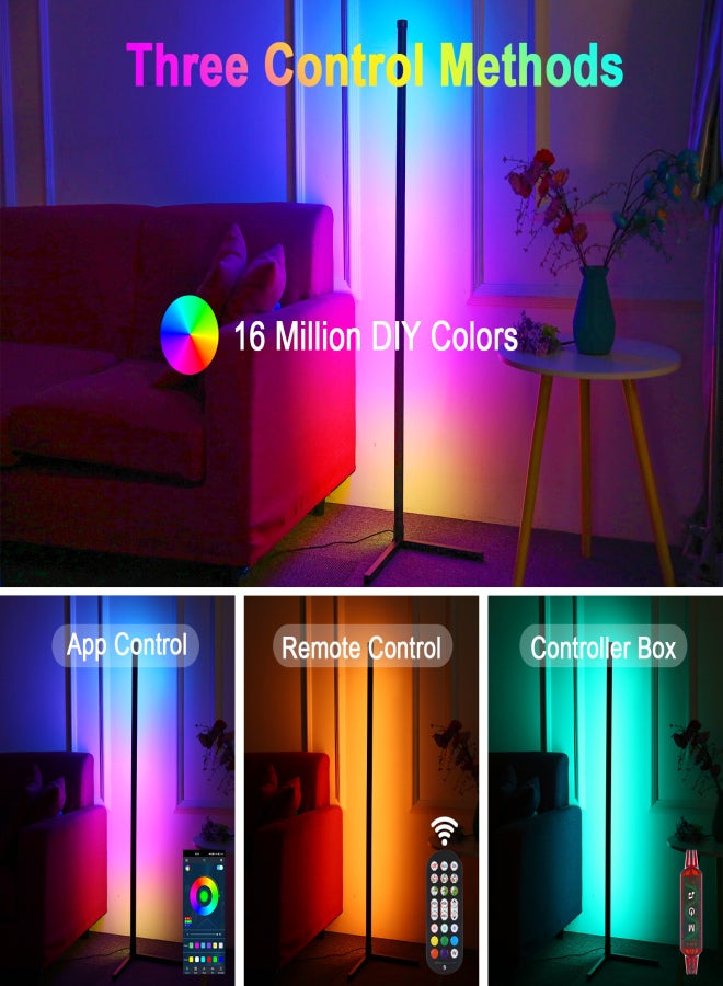 مصباح زاوية ذكي LED RGB مصباح أرضي جو ضوء زاوية قابل للفصل مع تطبيق للتحكم عن بعد مع مزامنة الموسيقى وتوصيل USB والتشغيل - Image 3