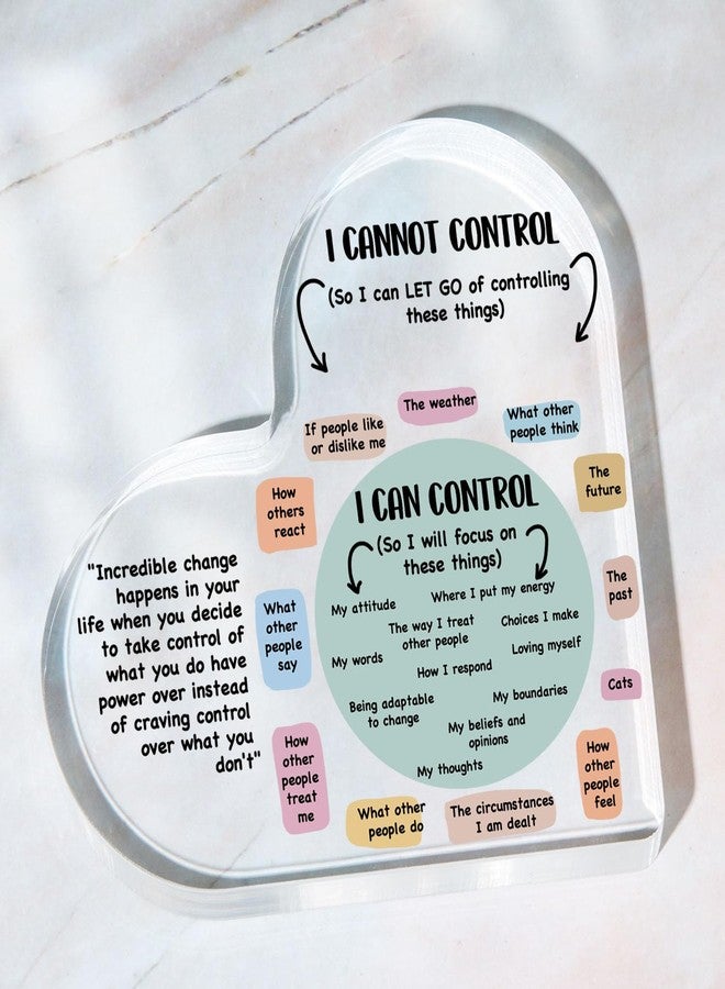 UBLURO Mental Health Things I Can Control Decor, Mindfulness Decor for Therapy Office Acrylic Heart Gifts, School Counselor Sign Therapist Office Art Decorations for Therapist Office Living Room Bedroom Gift - Image 5