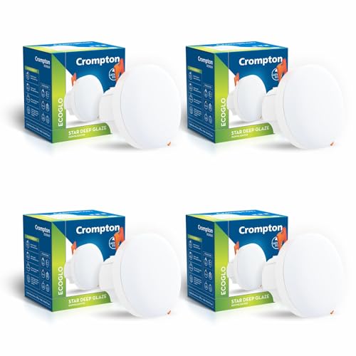 Crompton Star Deep Glaze LED Downlighter 6W Round Warm White | Pack of 4 | Recessed Deep Cut Ceiling Light, Cutout: 2.3" | Plastic Build | for Hall, Bedroom, Kitchen, Office, Store - Image 1