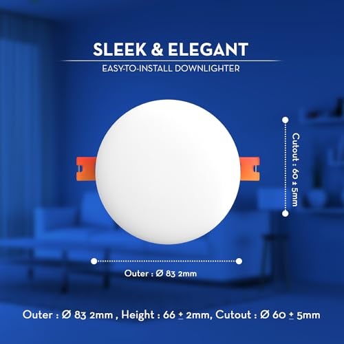 Crompton Star Deep Glaze LED Downlighter 6W Round Warm White | Pack of 4 | Recessed Deep Cut Ceiling Light, Cutout: 2.3" | Plastic Build | for Hall, Bedroom, Kitchen, Office, Store - Image 4