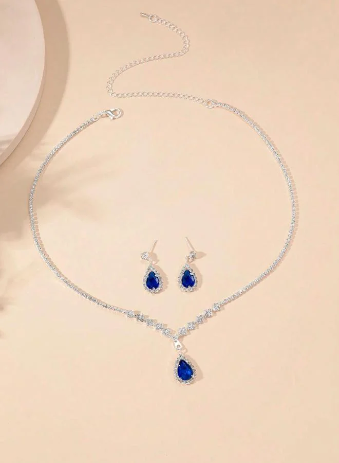Take Two Take Two Embellished Necklace with Rhinestone Drop and Earrings Set