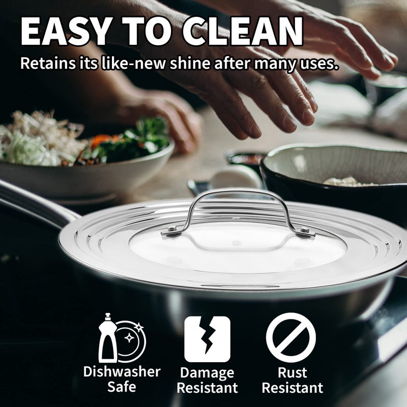 Sterline Small Universal Lid,Fits 5,8 Inch Cookware,Tempered Glass Top with Steam Vent for Pots, Pan, and Cast Iron Skillets,Stainless Steel Replacement Pot Lid for Kitchen Organizing, Space Saving - Image 5