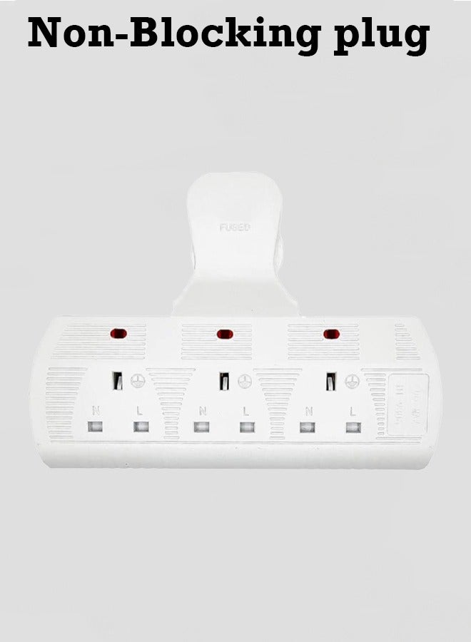 3 Way Plug Adapter, Multi Plugs Power Socket Extension,Universal Plug Adapter,Triple Outlet Power Extender with Built in Fuse for Home,Travel,Kitchen And Office Use (White) - Image 5