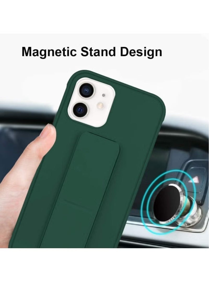 Green Magnetic Car Mount Case for iPhone 16 – Premium Silicone Kickstand with Hand Strap - Image 4