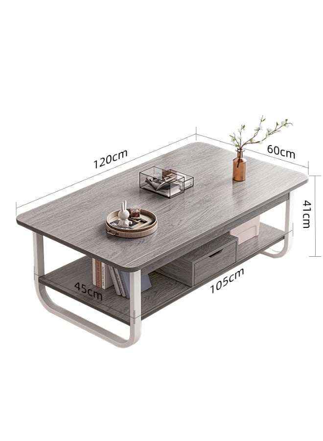 والالا طاولة القهوة الخشبية متعددة الاستخدام من طبقتين مع رفوف مفتوحة للتخزين والعرض لغرفة المعيشة والمكتب المنزلي - Image 2