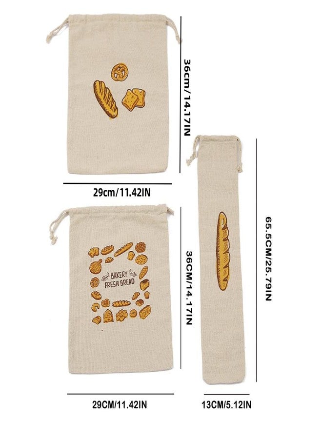 Hovico Linen Bread Bags - 4 Reusable, Breathable, Eco-Friendly, Drawstring Closure Bags in Beige - 2 Large (29x36cm/11.42*14.17in) & 2 Extra Large (13x65.5cm/5.12*25.79in) - Ideal for Artisan Bread - Image 2