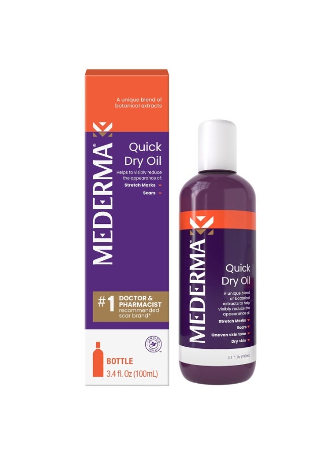 Mederma Quick Dry Oil, Scar and Stretch Mark Treatment, Helps to Improve the Appearance with Natural Botanical Extracts, Paraben Free, Fast-Absorbing, 3.4oz (100ml) - Image 1