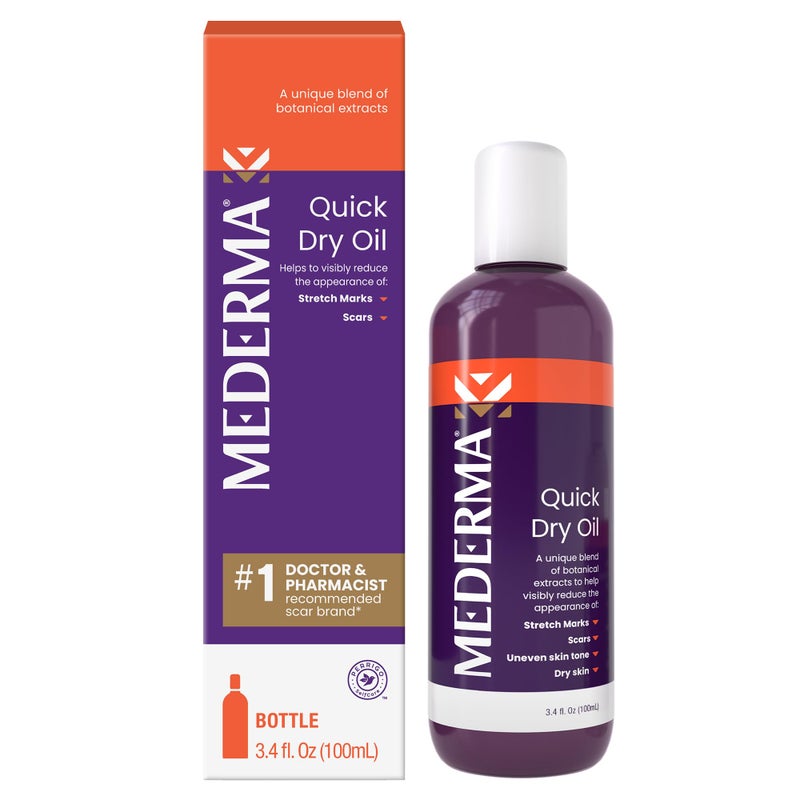 Mederma Quick Dry Oil, Scar and Stretch Mark Treatment, Helps to Improve the Appearance with Natural Botanical Extracts, Paraben Free, Fast-Absorbing, 3.4oz (100ml) - Image 1
