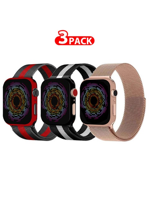 3 Pack Stainless Steel Milanese Loop Compatible with Apple Watch Band 38mm 40mm 41mm men and women Mesh Loop Magnetic Clasp Replacement for iWatch Bands Series 7 SE 6 5 4 3 2 1
