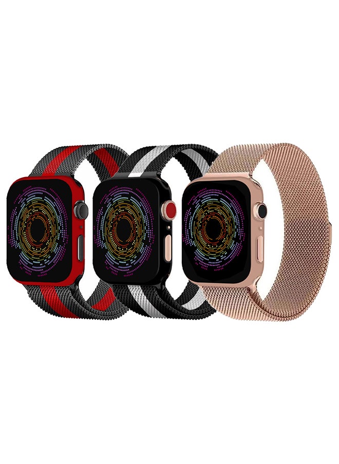 3 Pack Stainless Steel Milanese Loop Compatible with Apple Watch Band 38mm 40mm 41mm men and women Mesh Loop Magnetic Clasp Replacement for iWatch Bands Series 7 SE 6 5 4 3 2 1