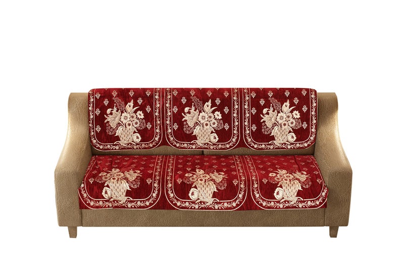 Dazzling DECOR 5 Seater Sofa Cover Set with Arm Covers & Cushion Covers (3+2 Seater) Stretchable Elastic Slipcover | Anti-Slip Couch Protector | Washable Living Room Furniture Cover (Maroon) - Image 3