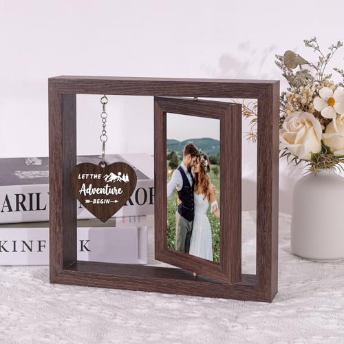 Boiveco He Asked She Said Yes - Let the Adventure Begin Picture Frame Engagement Gifts for Couples Newly Engaged Gift for Him Her, Bride to Be Gifts Engagement Fiance Gift for Women, Display Two 4x6 Photos - Image 4