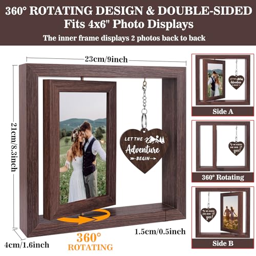 Boiveco He Asked She Said Yes - Let the Adventure Begin Picture Frame Engagement Gifts for Couples Newly Engaged Gift for Him Her, Bride to Be Gifts Engagement Fiance Gift for Women, Display Two 4x6 Photos - Image 5
