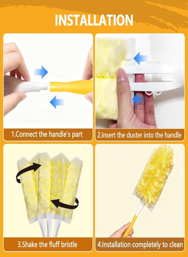 WAWINY 40 Pack Duster Refills Kit Fit for Swiffer Duster Handle,360° Deep Cleaner Heavy Duty Replacement with 1 Handle(Yellow) - Image 5